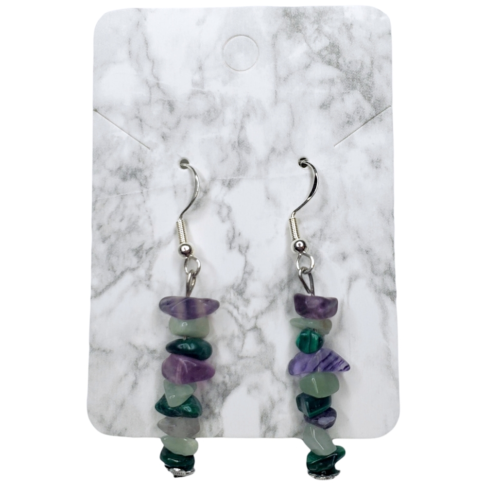 🌟2 for $15 - Natural Gemstone & Crystal Chip Bead Earrings - 925 SS